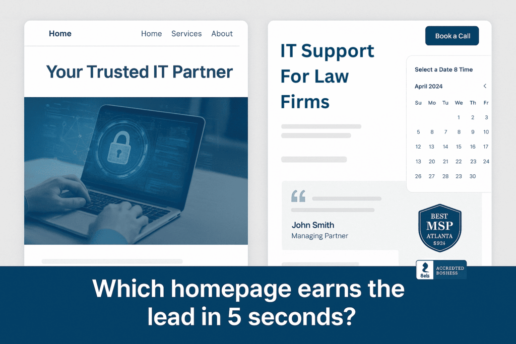 IT Support for Law Firms - MSP Hub HQ Does Your MSP Homepage Pass the 5-Second Test?